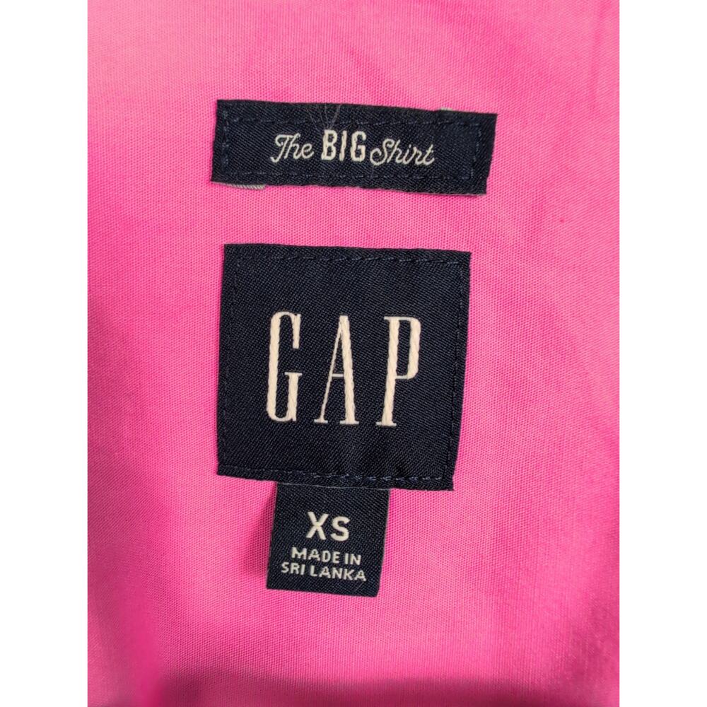 Gap The Big Shirt pink button up top Size XS Oversized Classic Preppy Colorful - Picture 3 of 7